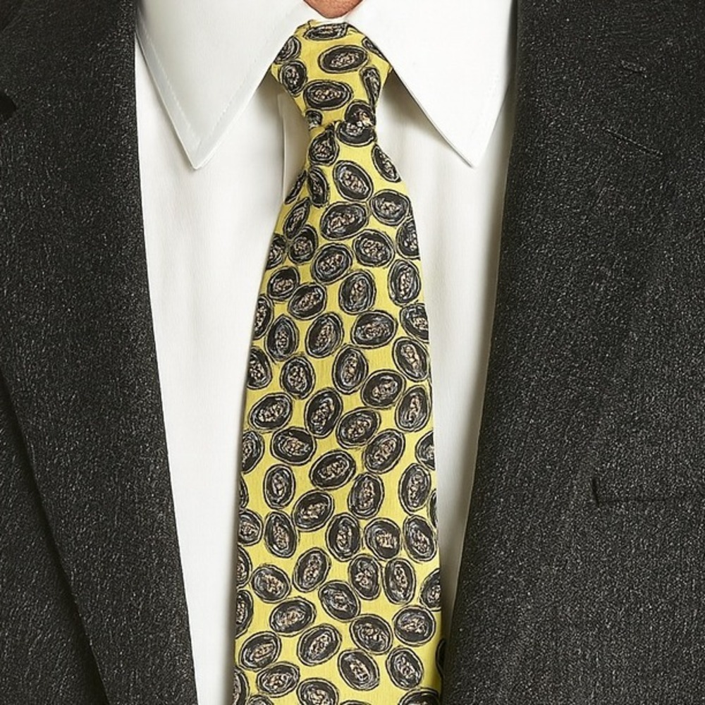 Graham And Gunn Silk Tie 60 Inch Yellow Paisley Handmade In‎ Italy Luxury